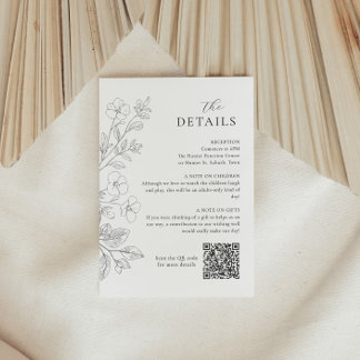 D'accompagnement Carte d'information de mariage minimaliste florale