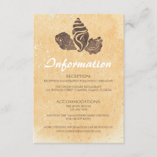 D'accompagnement Carte d'information de mariage sur le sable et les