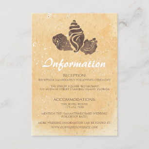 D'accompagnement Carte d'information de mariage sur le sable et les
