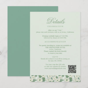 D'accompagnement Carte d'information de mariage Vert Sauge