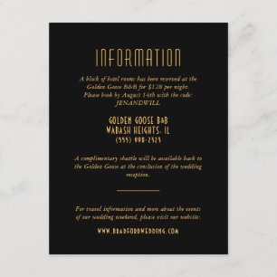 D'accompagnement Carte d'information du Mariage du ventilateur Gold