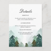 Carte d'information du Mariage forestier Pine Tree