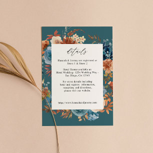 D'accompagnement Carte d'information florale beige et bleu poussiér