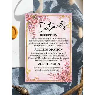 D'accompagnement Carte d'information florale pastel élégante avec d