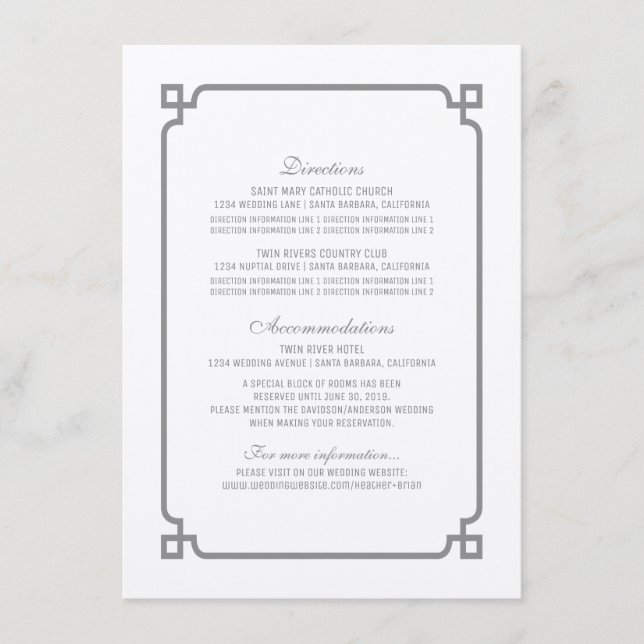 D'accompagnement Carte d'information Mariage Gray Deco Chic (Devant)