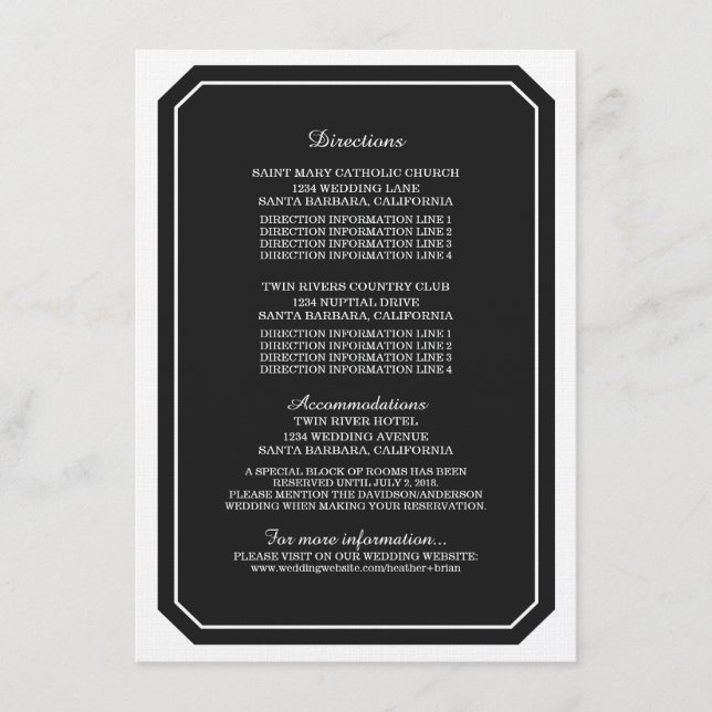 D'accompagnement Carte d'information noire tout simplement élégante (Devant)