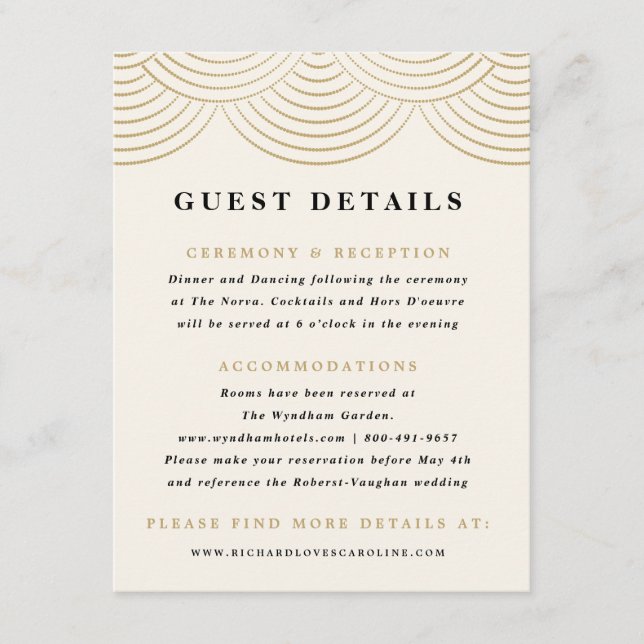 D'accompagnement Carte d'information pour invités avec guirlande de (Devant)