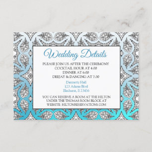 D'accompagnement Carte d'informations sur le Mariage Aqua Blue Mand