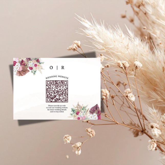 D'accompagnement Carte d'insertion de code QR de mariage avec herbe (Créateur téléchargé)