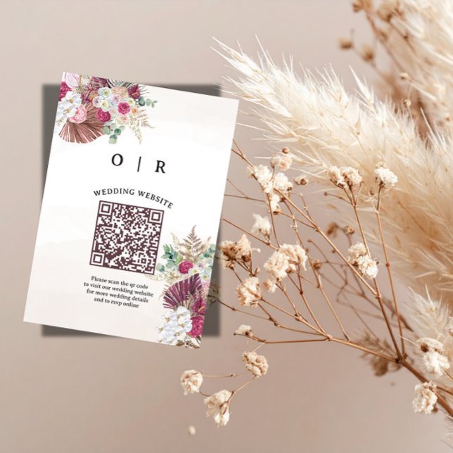 D'accompagnement Carte d'insertion de code QR de mariage avec herbe (Créateur téléchargé)