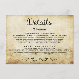 D'accompagnement Carte d'insertion de détails mariage Antique vin