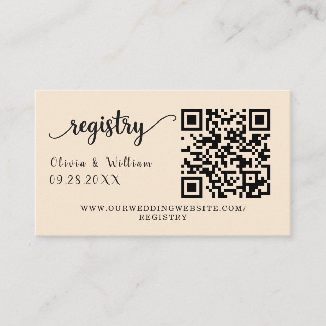 D'accompagnement Carte d'insertion de registre de mariage avec code (Devant)