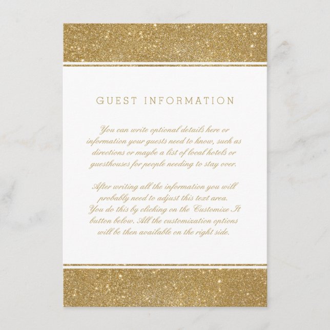 D'accompagnement Carte d'insertion élégante Faux Gold Parties scint (Devant)