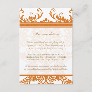 D'accompagnement Carte d'insertion Mariage damassé orange et ivoire