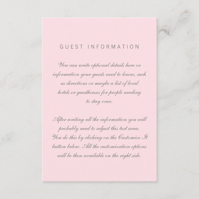 D'accompagnement Carte d'insertion Mariage simple rose (Devant)