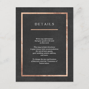 D'accompagnement Carte d'insertion moderne Rose or et Mariage noir