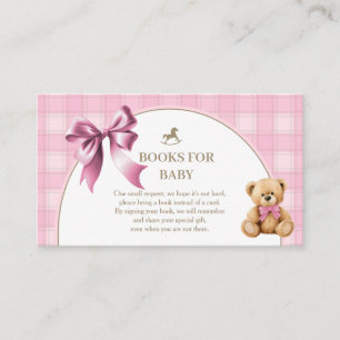 D'accompagnement Carte d'insertion Ourson Préppy à carreaux roses p