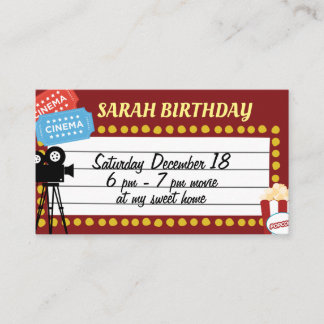 D'accompagnement carte d'invitation à l'anniversaire du cinéma