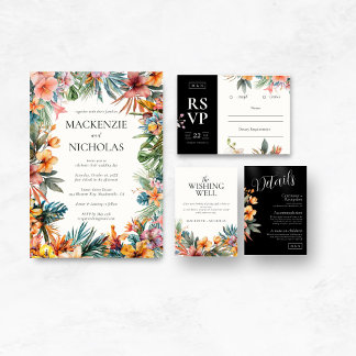 D'accompagnement Carte d'invitation aux détails floraux Boho foncés