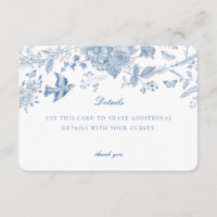 Carte d'invitation avec détails en toile de Jouy b