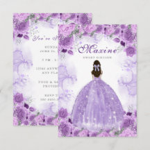Carte d'invitation d'anniversaire Sweet Sixteen Pu
