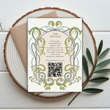 Carte d'invitation de mariage avec QR Code Art Nou