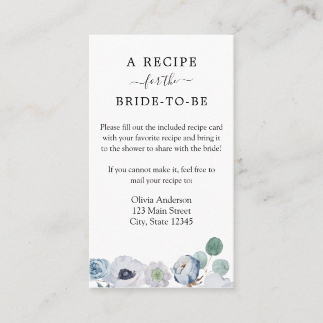 D'accompagnement Carte du boîtier de la recette de douche Floral bl (Devant)