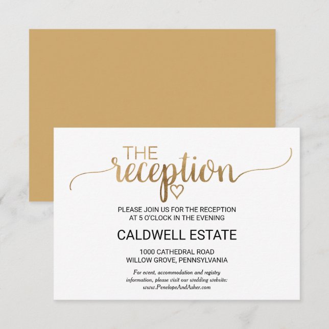 D'accompagnement Carte du boîtier de réception Gold Calligraphy sim (Devant / Derrière)