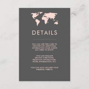 D'accompagnement Carte du monde en rose pâle et gris fumé Détails d