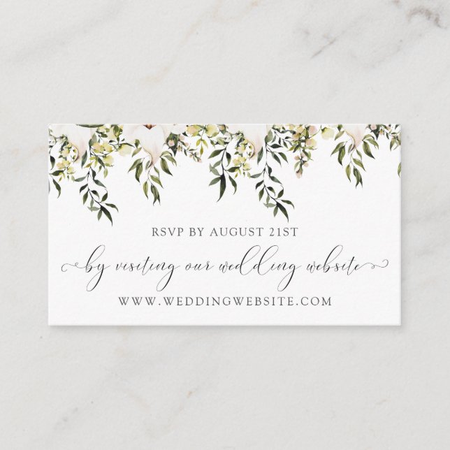 D'accompagnement Carte en ligne RSVP pour mariage vert et blanc (Devant)
