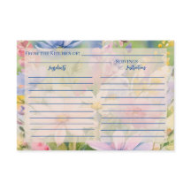 Carte Fleur sauvage de recette d'aquarelle