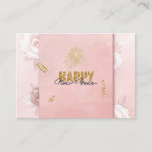 Carte florale élégante rose et or pour la nouvelle