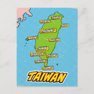 D'accompagnement Carte illustrée de Taiwan dans le style Pop Art