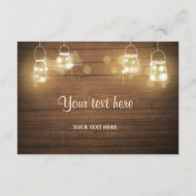 Carte insertive Bocaux en bois rustique Lumières D