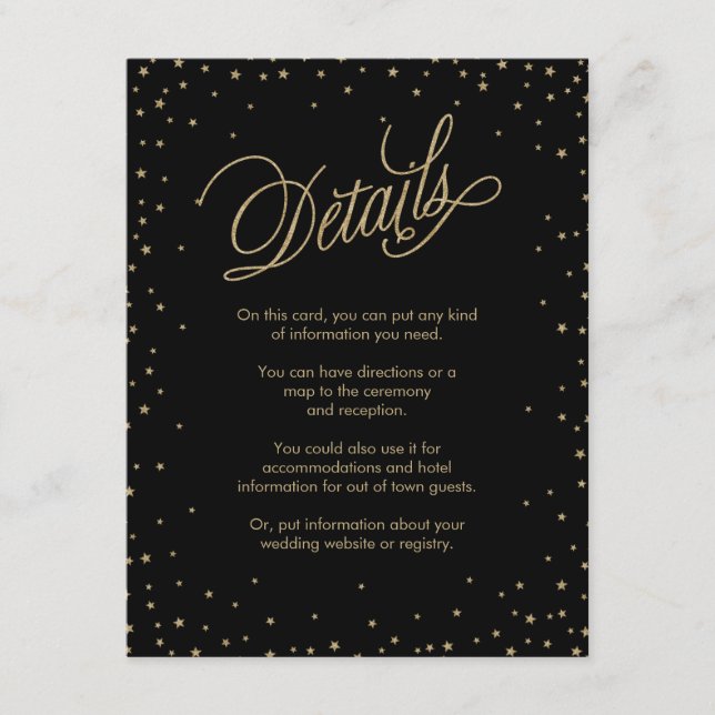 D'accompagnement Carte Mariage noir Gold Stars (Devant)