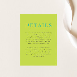 D'accompagnement Carte moderne Tropical Mariage Détails