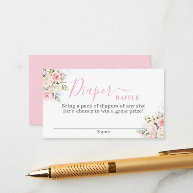 D'accompagnement Carte Raffle Baby shower fille rose pâle (Devant/Arrière en situation)