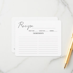 D'accompagnement Carte Recette Fête des mariées Script Minimaliste.