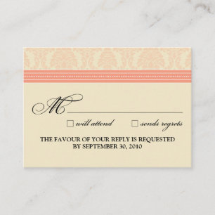 D'accompagnement Carte RSVP 3,5 po x 2,5 po pour corail/crème