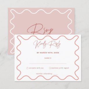 D'accompagnement Carte RSVP à bordure rose et blanche