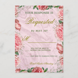 D'accompagnement Carte RSVP classique Floral Blush Greenery Wedding