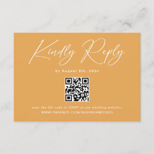 D'accompagnement Carte RSVP Code QR Jaune Moutarde Bohème pour Mari