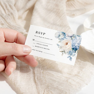 D'accompagnement Carte RSVP de mariage aux fleurs bleues et blanche