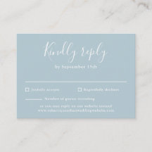 Carte RSVP de mariage moderne à budget bleu clair