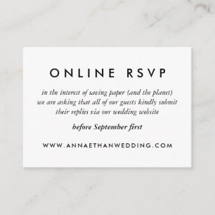 D'accompagnement Carte RSVP en ligne de Mariage noir et blanc de ba