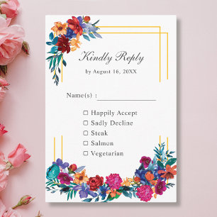 D'accompagnement Carte RSVP Flower Wedding mexicaine colorée