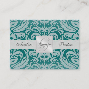 D'accompagnement Carte RSVP Mariage damassé Silver & Turquoise Mono