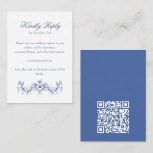 D'accompagnement Carte RSVP QR Code Élégant Bleu Campagne Française