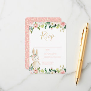 D'accompagnement Carte RSVP Quelques Blush Floral Bunny