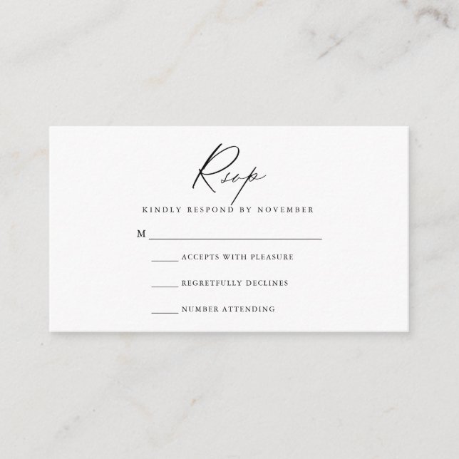D'accompagnement Carte RSVP Script Moderne (Devant)